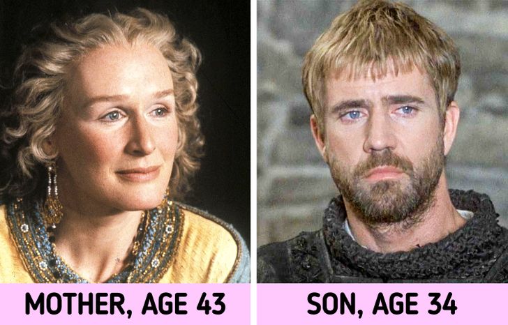 hiressegek szulo gyerek korkulonbseg glenn close mel gibson