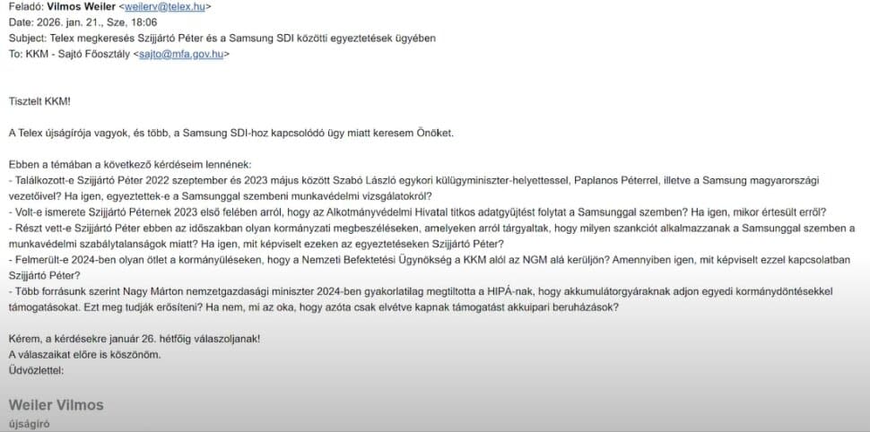 szijjarto peter emailmegkereses godi gyar